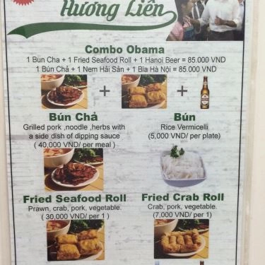 Thực đơn- Quán Ăn Hương Liên - Bún Chả & Nem Cua Bể - Bún Chả Obama