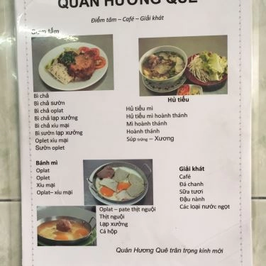 Thực đơn- Quán Ăn Hương Quê - Điểm Tâm & Giải Khát