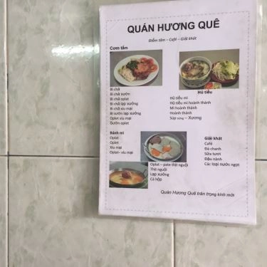Thực đơn- Quán Ăn Hương Quê - Điểm Tâm & Giải Khát