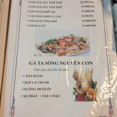 Thực đơn- Quán Ăn Hương Quê - Hội Quán Gà Lai VN