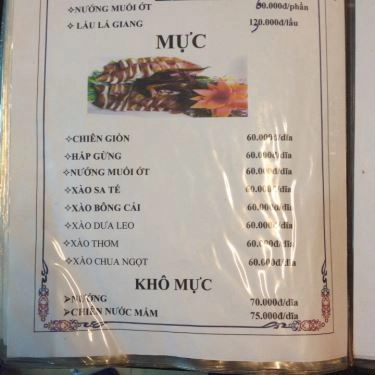 Thực đơn- Quán Ăn Hương Quê - Hội Quán Gà Lai VN