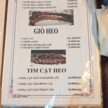 Thực đơn- Quán Ăn Hương Quê - Hội Quán Gà Lai VN
