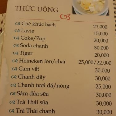 Thực đơn- Nhà Hàng Hương Quỳnh - Món Ăn Gia Đình