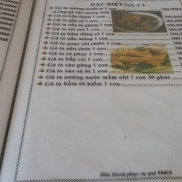 Thực đơn- Quán Ăn Hương Thủy Tiên