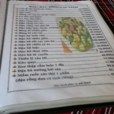 Thực đơn- Quán Ăn Hương Thủy Tiên