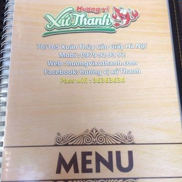 Thực đơn- Quán Ăn Hương Vị Xứ Thanh - Trần Quốc Vượng