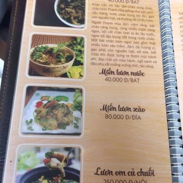 Thực đơn- Quán Ăn Hương Vị Xứ Thanh - Trần Quốc Vượng