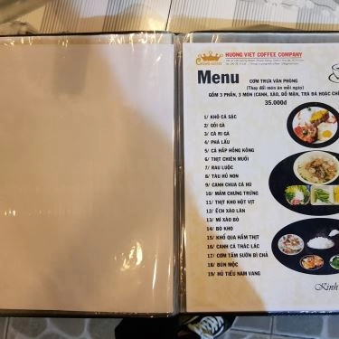Thực đơn- Quán Ăn Hương Việt - Coffee & Cơm Văn Phòng