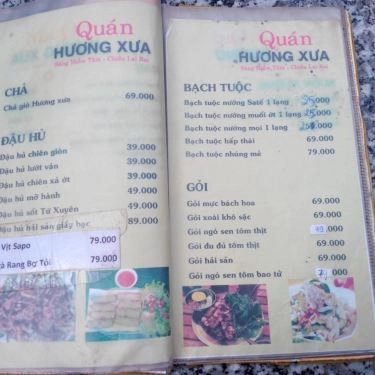 Thực đơn- Hương Xưa - Quán Ăn Gia Đình