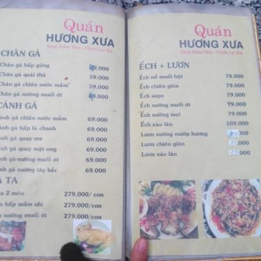 Thực đơn- Hương Xưa - Quán Ăn Gia Đình