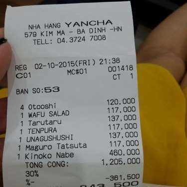 Thực đơn- Nhà Hàng Izakaya Yancha - Ẩm Thực Nhật Bản - Kim Mã