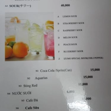 Thực đơn- Quán Ăn Izumo - Mì Nhật & Cafe