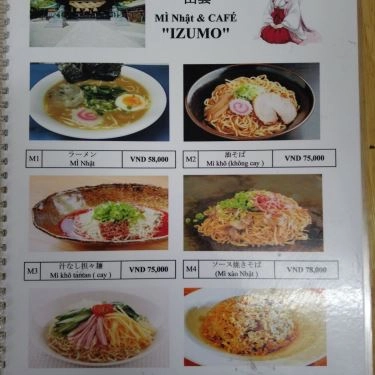 Thực đơn- Quán Ăn Izumo - Mì Nhật & Cafe