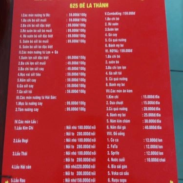 Thực đơn- Quán Ăn Jeju BBQ Nướng Lẩu