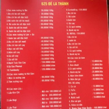 Thực đơn- Quán Ăn Jeju BBQ Nướng Lẩu