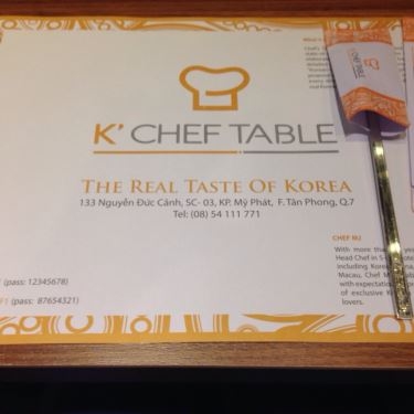 Thực đơn- Nhà Hàng K-Chef Table - Korean Restaurant