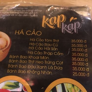 Thực đơn- Nhà Hàng Kạp Kap - Quán Cơm