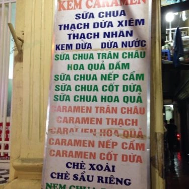 Thực đơn- Quán Ăn Kem Dừa Hàng Than