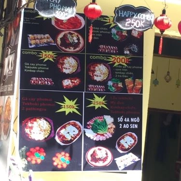 Thực đơn- Quán Ăn Kều Xay Sạch - Ẩm Thực Hàn Quốc - Ao Sen