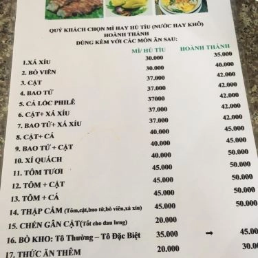 Thực đơn- Quán Ăn Khang Ký Mì Gia
