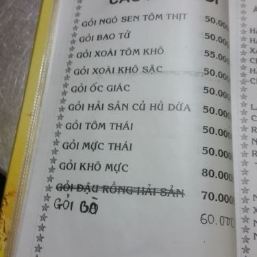 Thực đơn- Quán Ăn Khang Trang - Quán Ốc Sinh Viên - Công Lý