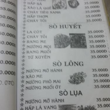 Thực đơn- Quán Ăn Khang Trang - Quán Ốc Sinh Viên - Công Lý