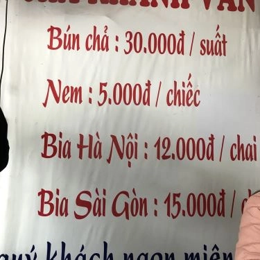 Thực đơn- Quán Ăn Khánh Vân - Bún Chả
