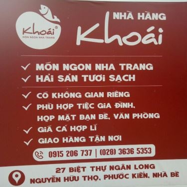 Thực đơn- Nhà Hàng Khoái - Món Ngon Nha Trang - Nguyễn Hữu Thọ