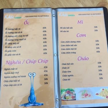 Thực đơn- Quán Ăn Khói Garden - Lẩu & Nướng