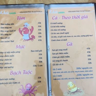 Thực đơn- Quán Ăn Khói Garden - Lẩu & Nướng