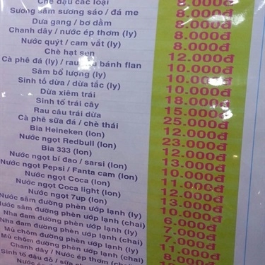 Thực đơn- Quán Ăn Khu Ẩm Thực - CoopMart Đinh Tiên Hoàng