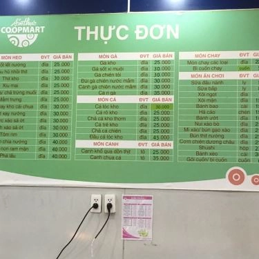 Thực đơn- Quán Ăn Khu Ẩm Thực - CoopMart Đinh Tiên Hoàng