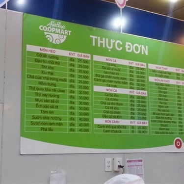 Thực đơn- Quán Ăn Khu Ẩm Thực - CoopMart Đinh Tiên Hoàng