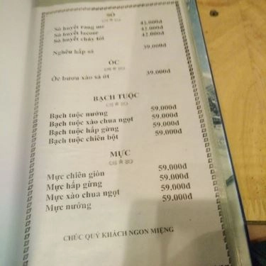 Thực đơn- Quán Ăn Khu Ẩm Thực Quán Đồng Quê