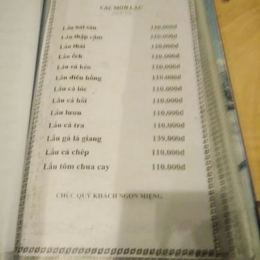 Thực đơn- Quán Ăn Khu Ẩm Thực Quán Đồng Quê