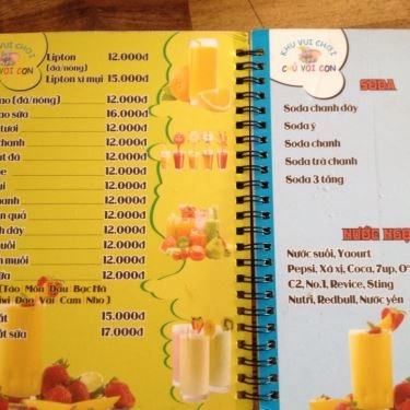 Thực đơn- Quán Ăn Khu Vui Chơi Và Ăn Uống Chú Voi Con