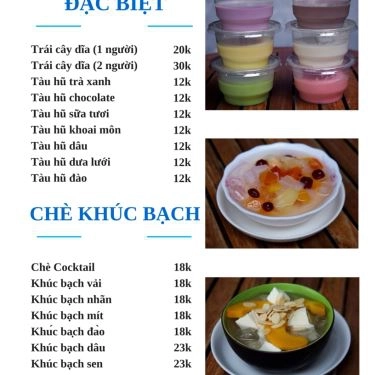 Thực đơn- Quán Ăn Khúc Bạch Hoa Sữa - Xô Viết Nghệ Tĩnh