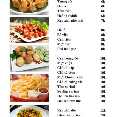 Thực đơn- Quán Ăn Khúc Bạch Hoa Sữa - Xô Viết Nghệ Tĩnh