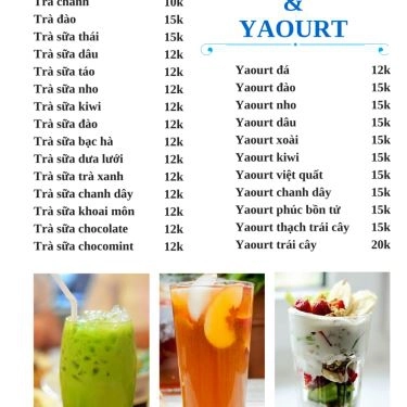 Thực đơn- Quán Ăn Khúc Bạch Hoa Sữa - Xô Viết Nghệ Tĩnh
