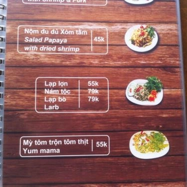 Thực đơn- Quán Ăn Khun Thái - Món Ăn Đường Phố Thái Lan