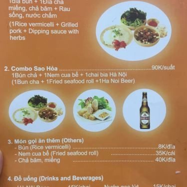 Thực đơn- Quán Ăn Bún Chả Sạch Khương Huy