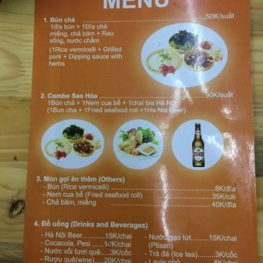 Thực đơn- Quán Ăn Bún Chả Sạch Khương Huy
