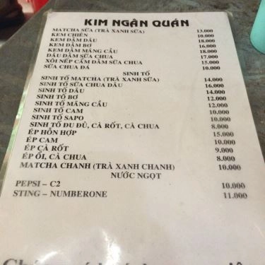 Thực đơn- Quán Ăn Kim Ngân Quán