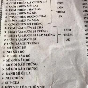 Thực đơn- Quán Ăn Kim Ngân Quán