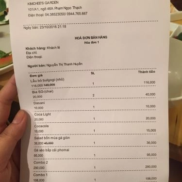 Thực đơn- Quán Ăn Kimchee's Garden - Ẩm Thực Hàn Quốc