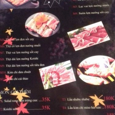 Thực đơn- Quán Ăn Koishi BBQ - Lẩu Nướng Không Khói
