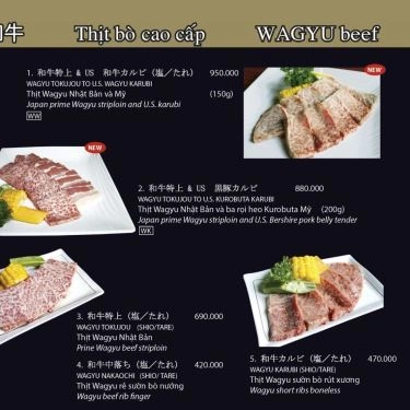 Thực đơn- Nhà Hàng Yakiniku Kokoro - Nướng Nhật Bản