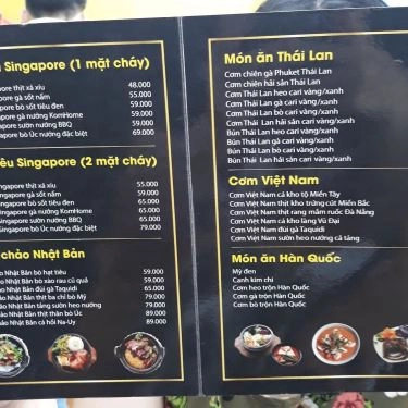 Thực đơn- Quán Ăn KomHome - Ẩm Thực Hương Vị Bản Xứ - Nguyễn Phong Sắc