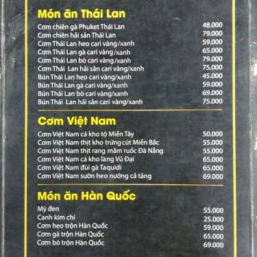 Thực đơn- Quán Ăn KomHome - Ẩm Thực Hương Vị Bản Xứ - Nguyễn Phong Sắc