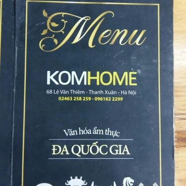 Thực đơn- Quán Ăn KomHome - Ẩm Thực Hương Vị Bản Xứ - Nguyễn Phong Sắc